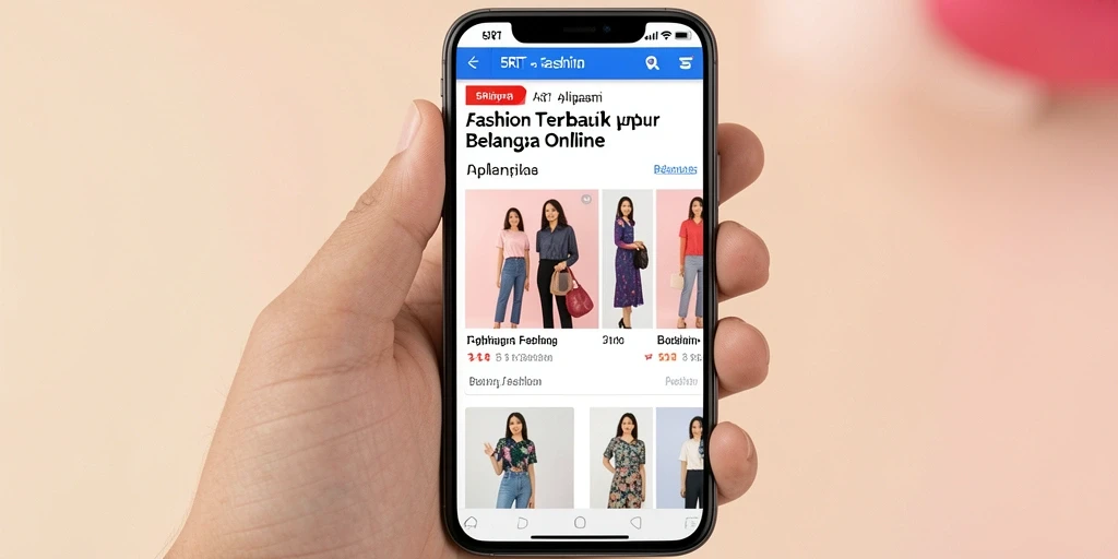 Screenshot aplikasi 5RT menampilkan antarmuka belanja fashion yang menarik dan mudah digunakan.