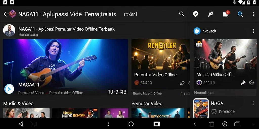 Antarmuka pengguna NAGA11 yang sederhana dengan berbagai fungsi Pemutar Video Offline.
