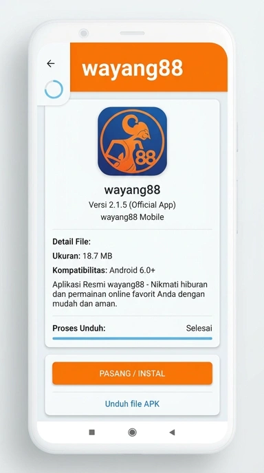 Tampilan halaman APK wayang88