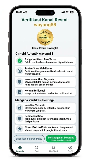 Tampilan kanal resmi wayang88